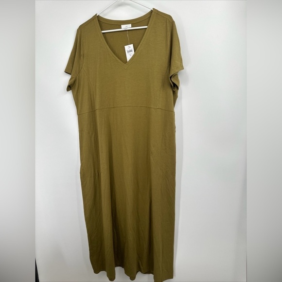 J. Jill Olive Green Pima Cotton Stretch Maxi Dress Size XL NWT $99 - Picture 1 of 5